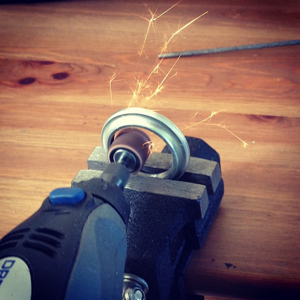 Tange MX-2 headset — filing out the crown race to fit Kuwahara Magician forks