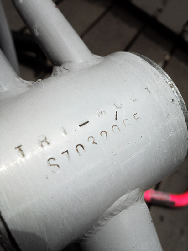 1987 Kuwahara Magician Pro frameset in survivor condition — portrait