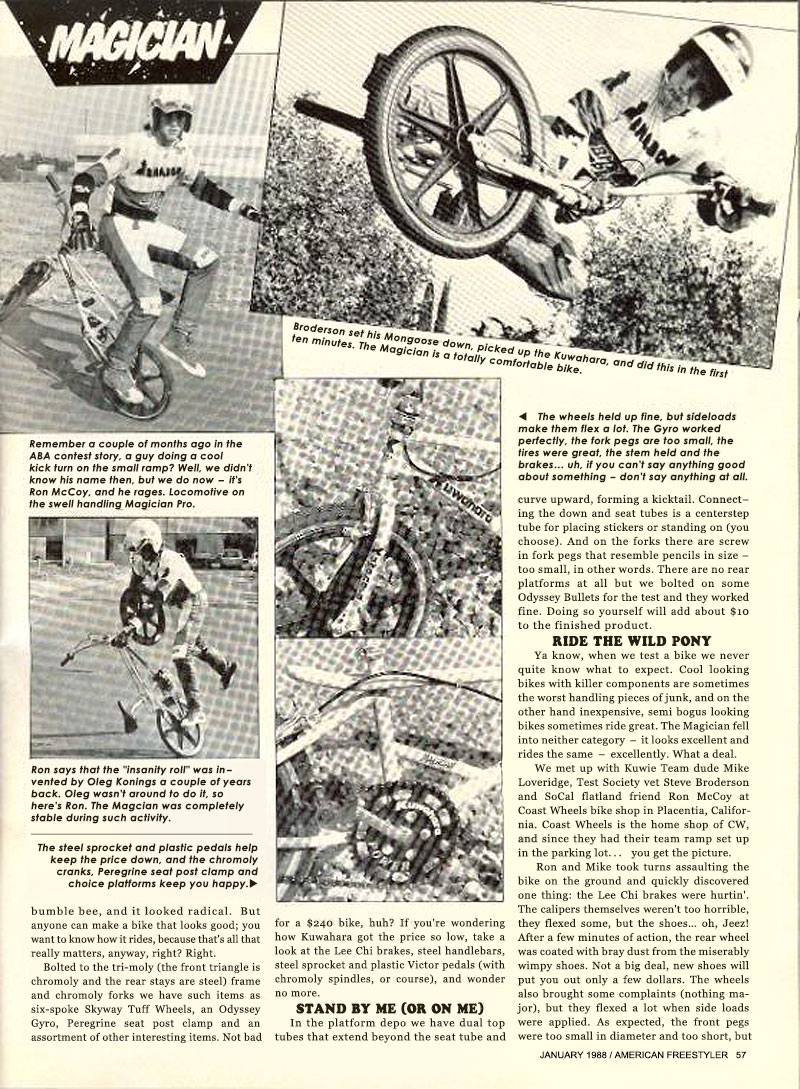 American Freestyler Magazine, Jan 1988 — Kuwahara Magician Pro road test, page 3