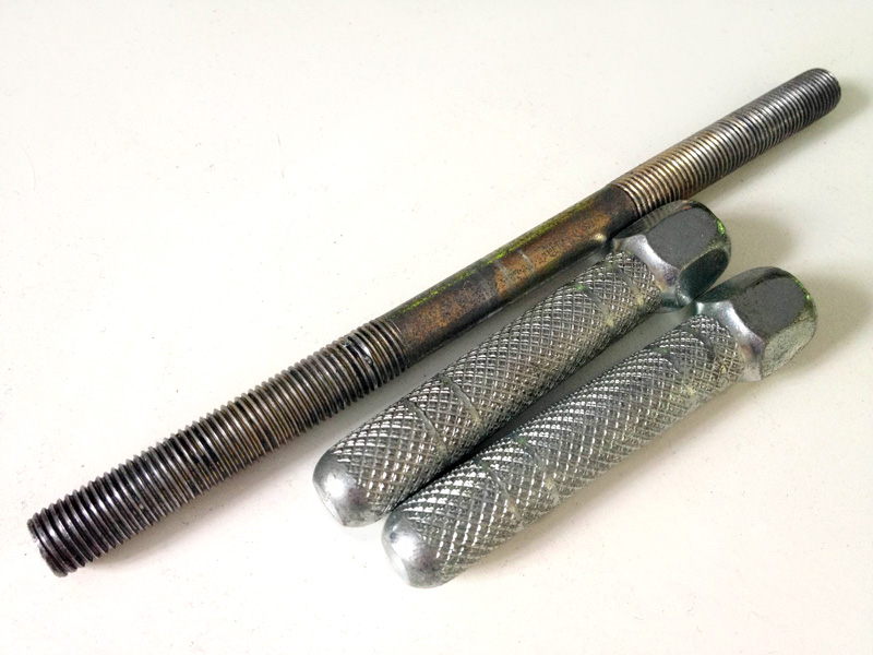 Adapting female pegs to male using an old 3/8" 24tpi axle