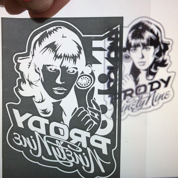 Prody badge step 2 — vector design printed on acetate