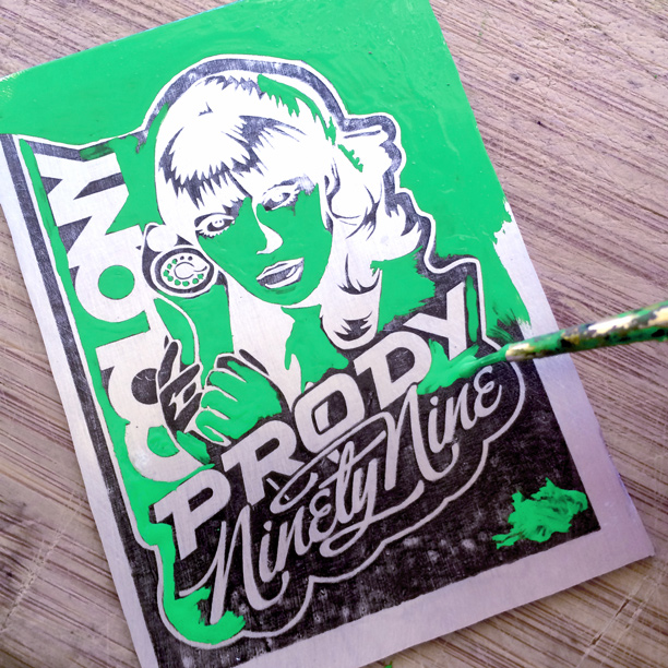 Prody badge step 7 — painting acrylic resist