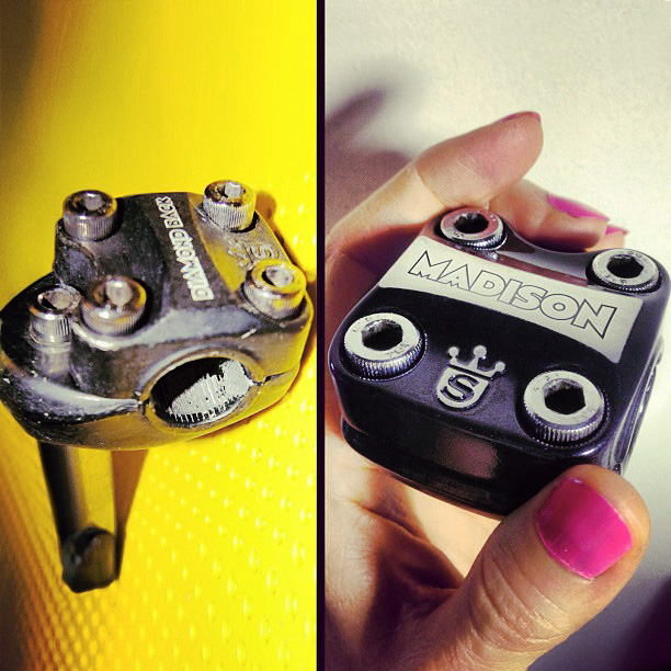 Sugino DB stem before and after restoration with new artwork for the Taipan