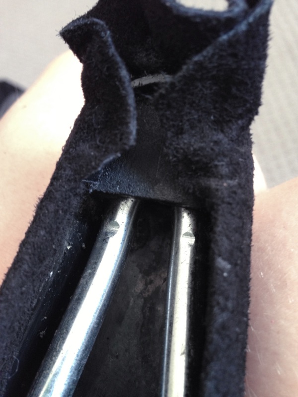 Trimming excess suede — step 29