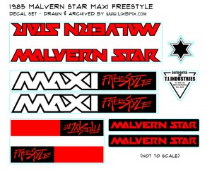 Malvern Star Maxi Freestyle BMX decals