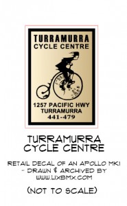 Turramurra Cycle Centre 1980s decal