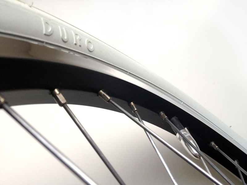 Alex BMX Rims black with polished shiny sides whitewall tyres