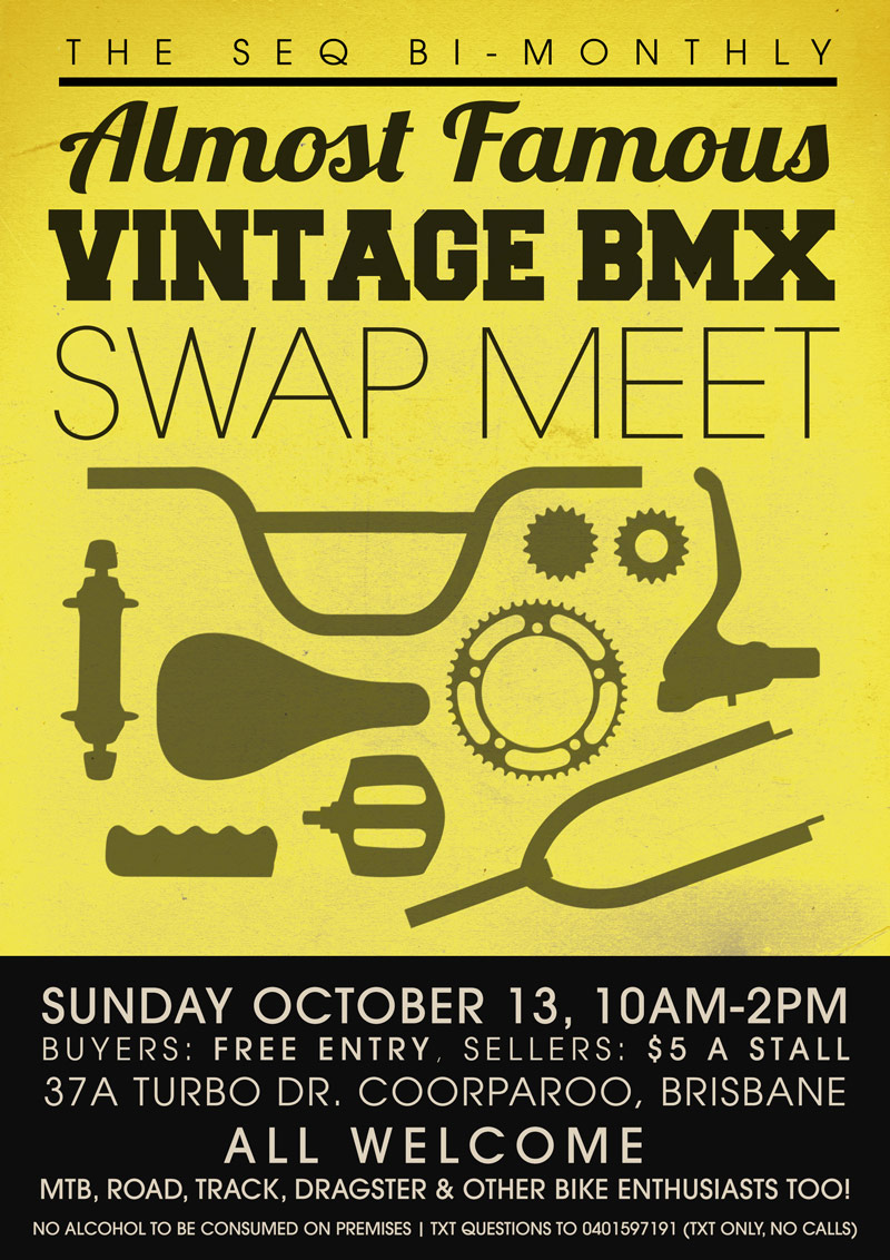 SEQ Vintage BMX & Bicycle Swap Meet October 13, Coorparoo, Brisbane