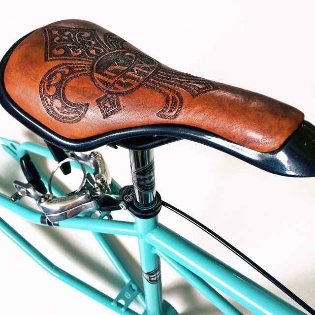 Hand Tooled Leather Drop-Nose BMX Seat by Lix N