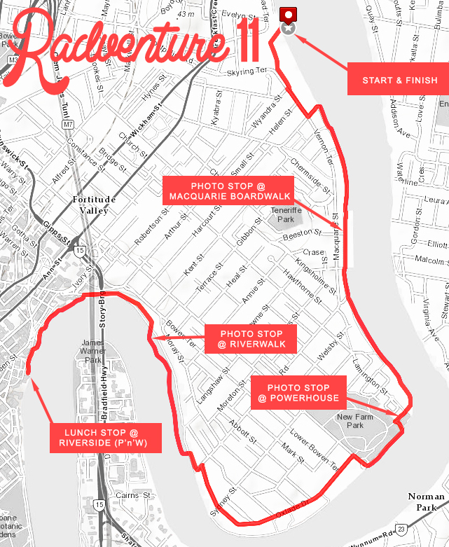 RADVENTURE #11 Teneriffe to Riverside - route map